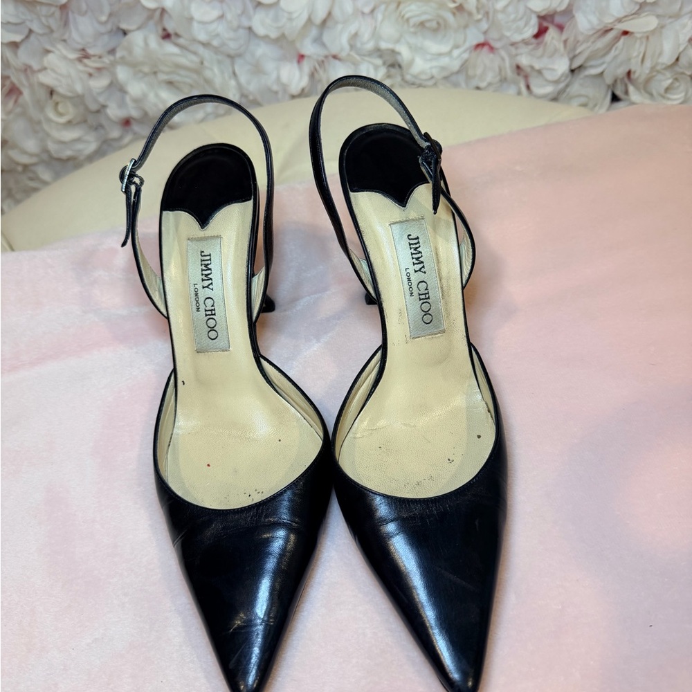 Jimmy Choo Black Leather Heels